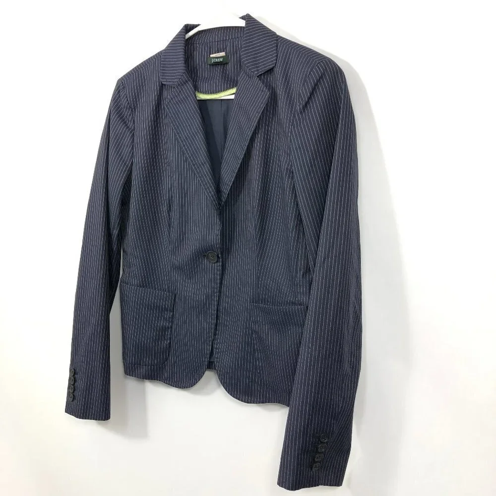 J. Crew‎ Women's Striped Navy One Button Blazer 6